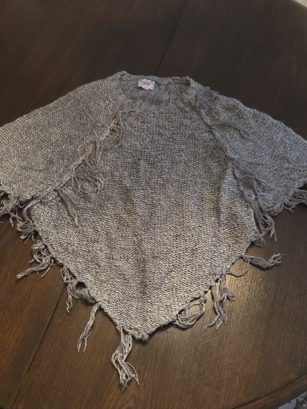 Justice Silver-Gray Knit Sweater with Metallic Thread